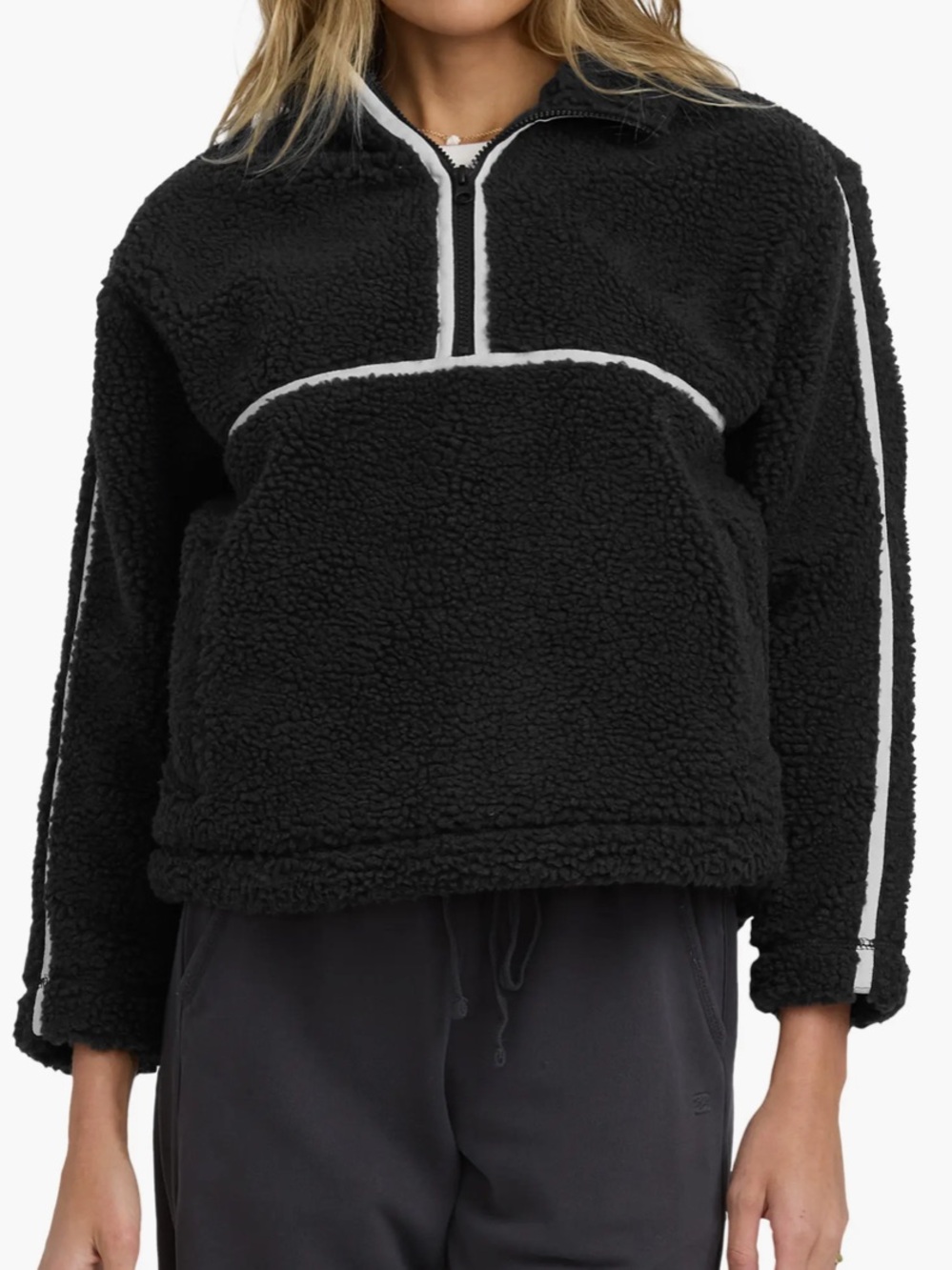 Billabong Getting Warm Faux Shearling Half Zip Pullover
